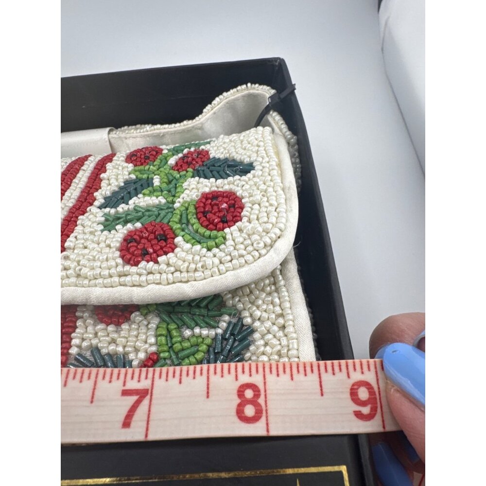 Rachel Zoe Beaded Shoulder Bag Cherry Floral Clutch Holiday NIB Gift Box - Picture 5 of 7